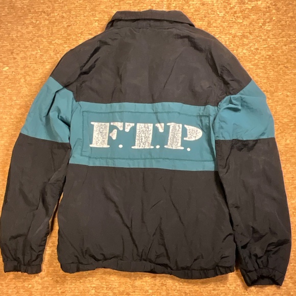 FTP 187 Streetwear Windbreaker Jacket Black Teal Zip Small Rare - Picture 4 of 16